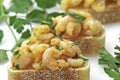 Garlic shrimp tapas on sourdough bread