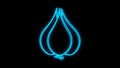 Garlic simple sign. Cyan neon icon in the dark. Bluring. Luminescence. Illustration