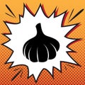 Garlic simple sign. Vector. Comics style icon on pop-art background.. Illustration.