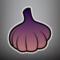 Garlic simple sign. Vector. Violet gradient icon with black and