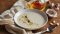 Garlic soup with white grapes, ajoblanco, spanish food