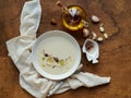 Garlic soup with white grapes, ajoblanco, spanish food, very popular in summer Royalty Free Stock Photo