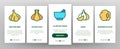 Garlic Spicy Vegetable Onboarding Icons Set Vector