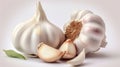 Garlic, white background. Generative AI Royalty Free Stock Photo