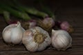 Garlic White on old wood Background