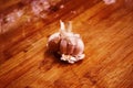 Garlic on a wooden board