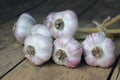 Garlic on wooden boards