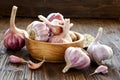 Garlic in a wooden bowl