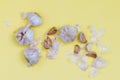 Garlic on yellow background, alternative medicine virus protection concept