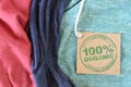 Garment with certified organic fabric label.