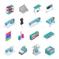 Garment Factory Isometric Icon Set Royalty Free Stock Photo