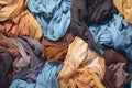 Pile cotton background laundry garment blue concept dirty wear winter textile stack cloth material clean fabric