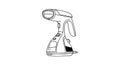 Garment steamer handheld device line icon with trigger handle,cord base,and clean outline style Royalty Free Stock Photo