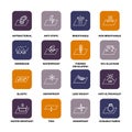 Garments fabric technology and properties vector icon set