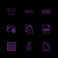 garmets , code , folder , hardware , tools ,labour , constructions , eps icons set vector Royalty Free Stock Photo