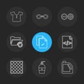 garmets , code , folder , hardware , tools ,labour , constructions , eps icons set vector Royalty Free Stock Photo