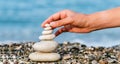 Garmony meditation, picking up set zen stones, relaxed hobby rest Royalty Free Stock Photo