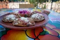 Garnachas on the table at an Oaxacan restaurant
