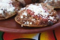 Garnachas on the table at an Oaxacan restaurant - Close up