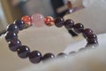 garnet beads bracelet with Hematoid In Quartz and strawberry quartz.