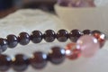 garnet beads bracelet with Hematoid In Quartz and strawberry quartz.