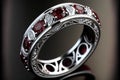 Garnet and Diamond Full Eternity Ring created with generative AI technology Royalty Free Stock Photo