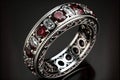 Garnet and Diamond Full Eternity Ring created with generative AI technology Royalty Free Stock Photo