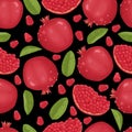 Garnet fruit pattern cartoon vector. Pomegranate food