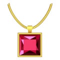 Garnet Necklace Icon, Realistic Style