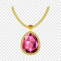 Garnet necklace jewelry icon, realistic style Royalty Free Stock Photo