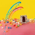Garnet Ring With Sprinkles and Splashes