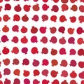 Garnet simple seamless pattern Red claret fruit isolated on white background. Vector