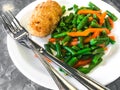 Garnish of green beans, carrots Royalty Free Stock Photo