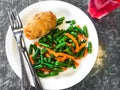 Garnish of green beans, carrots Royalty Free Stock Photo