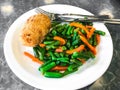 Garnish of green beans, carrots Royalty Free Stock Photo