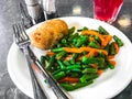 Garnish of green beans, carrots Royalty Free Stock Photo