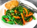 Garnish of green beans, carrots Royalty Free Stock Photo