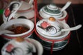 Garnish set for noodle Thai Food, chilli sugar fish sauce