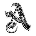 Garnished Gothic style font, letter A