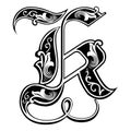 Garnished Gothic style font, letter K