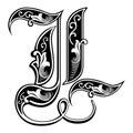Garnished Gothic style font, letter L