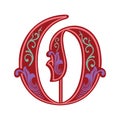 Garnished Gothic style font, letter O