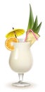 Garnished Pina Colada cocktail isolated on white