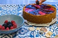 New York cheese cake with softfruits Royalty Free Stock Photo