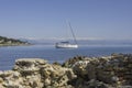 Garoupe seaside and sailing ship Antibes, France