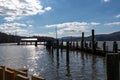 Landscape view of docks of the Garrison Yacht Club along the Hudson River