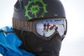 Snow Kiting in Goggle Reflection