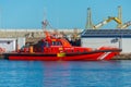 GARRUCHA, SPAIN - 04 NOVEMBER 2023 Rescue ship moored in Puerto de Garrucha, Spain, belonging to Salvamento Maritimo, the Spanish Royalty Free Stock Photo