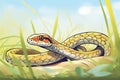 a garter snake hunting in the grass, eyes focused ahead Royalty Free Stock Photo