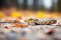 garter snake in profile slithering along the ground Royalty Free Stock Photo